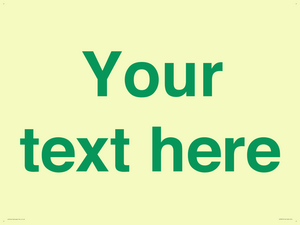 Custom blank information sign. Green text, plain background